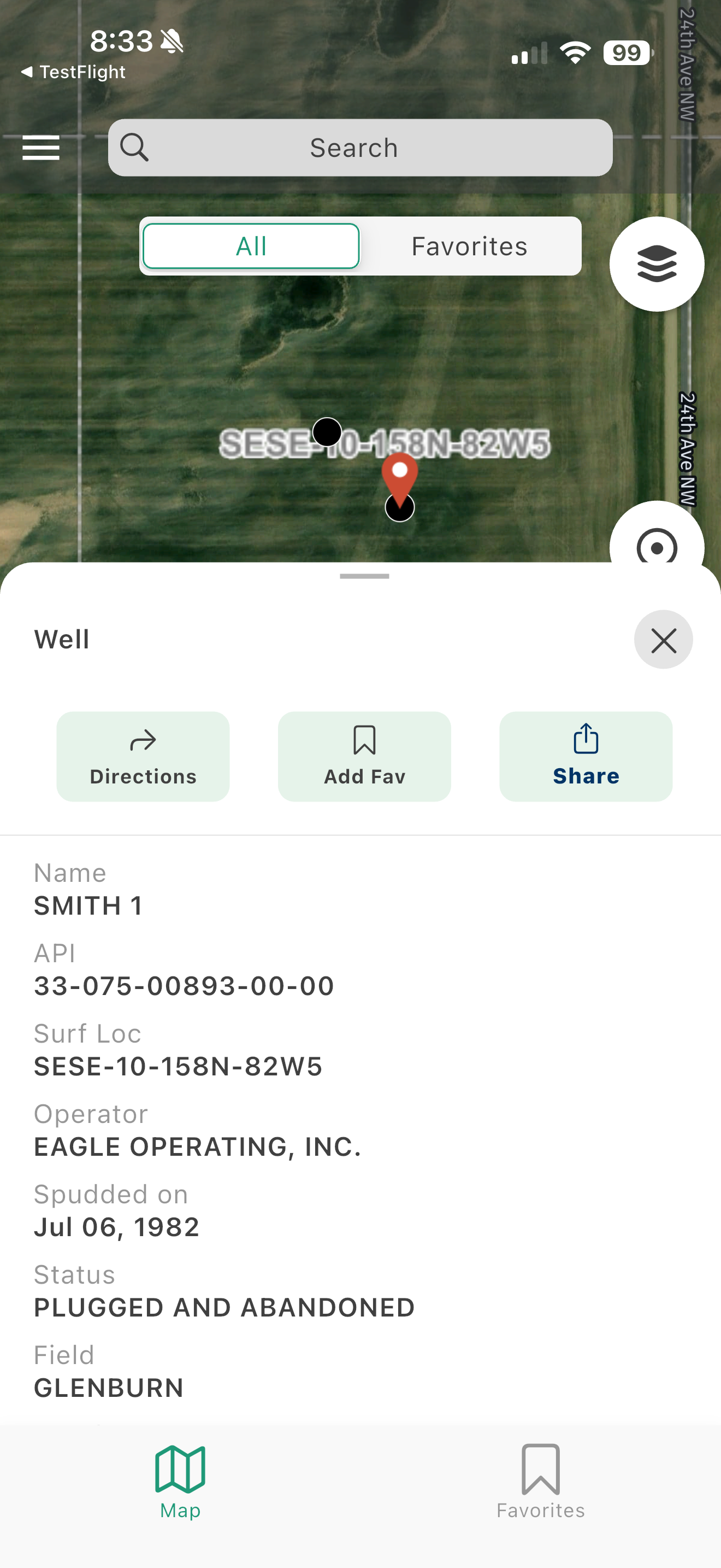 Well Finder app screen shown in a phone mockup